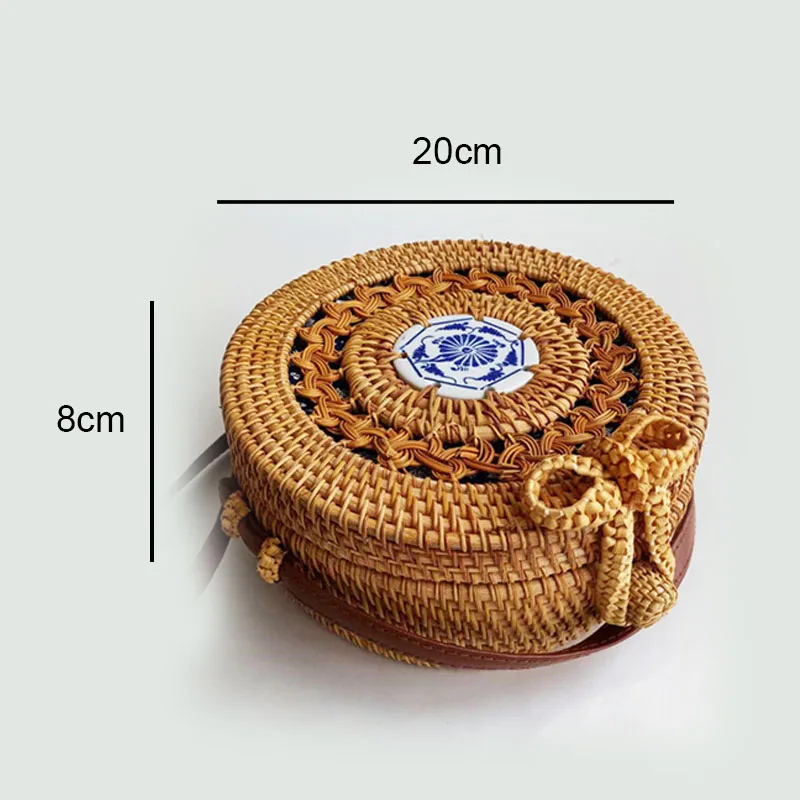 2022 Women Straw Bags Round Woven Handmade Ladies Design Summer Beach Circle Bohemia Rattan Cross Body Shoulder Bag New Fashion 