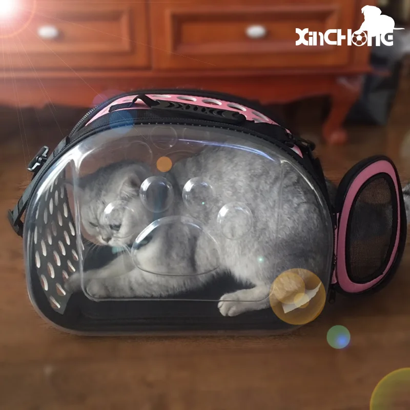 

Pet bag portable transparent cat and dog backpack can be folded four sides breathable crossbody manufacturers d