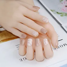 24 шт Искусственные ногти мраморные квадратные искусственные ногти с клеем накладные ногти белый розовый стикер женский палец для дизайна ногтей на весь ноготь