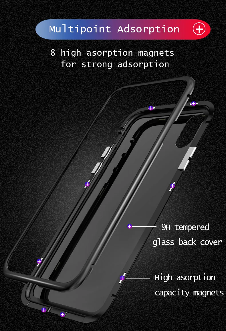 LUPHIE для iPhone X XS Max XR 8 7 6S 6 Plus чехол Магнето абсолютно магнитный Алюминиевый металлический каркас закаленное стекло