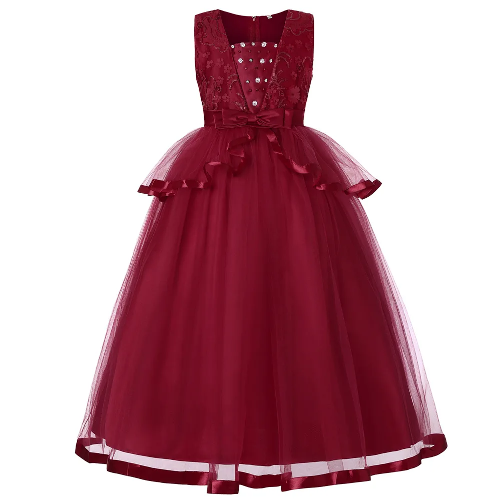 

Girls Show Long Princess Dress Sleeveless Mesh Children's Dress Dress Europe and America girls dress
