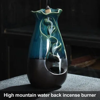 

Backflow Ceramic Incense Holder Censor Waterfall Smoke Decor for Home Office LBShipping