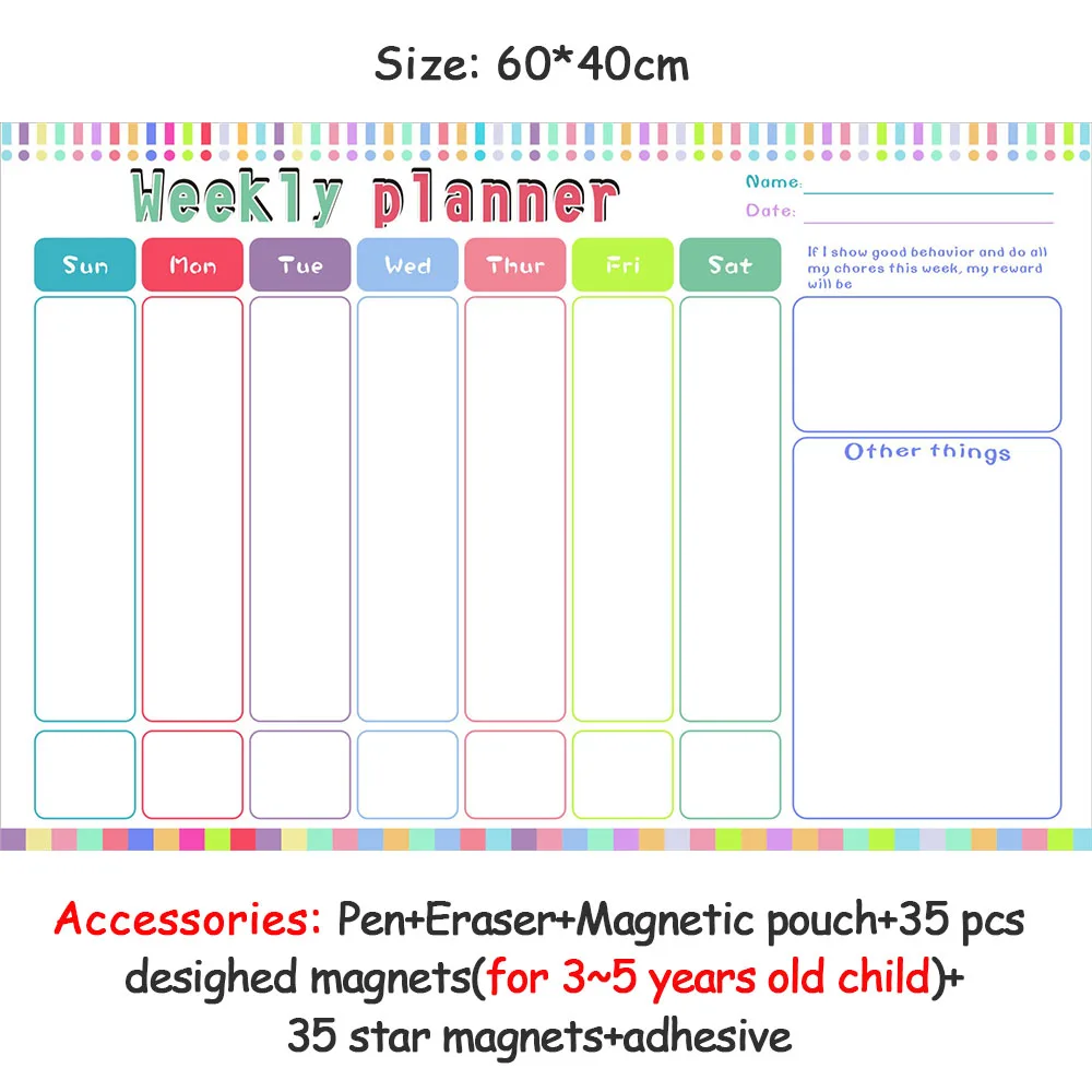 Магнитные хлопоты диаграмма стираемая доска для рисования дети еженедельник To-Do список награда диаграмма Наклейка на стену 60*40 см - Цвет: 6040ZLB02-1