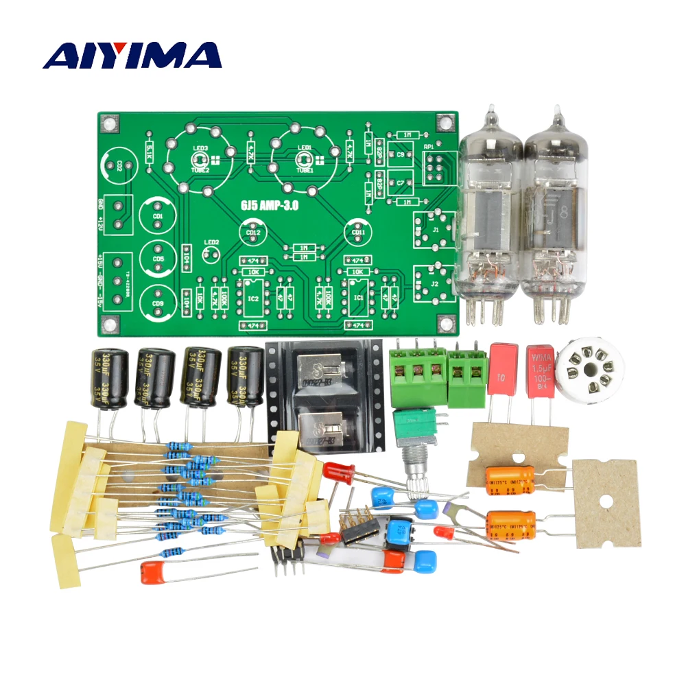 Aiyima класс A 6J5 HIFI Усилители для наушников вакуумная трубка буфера предусилитель DIY