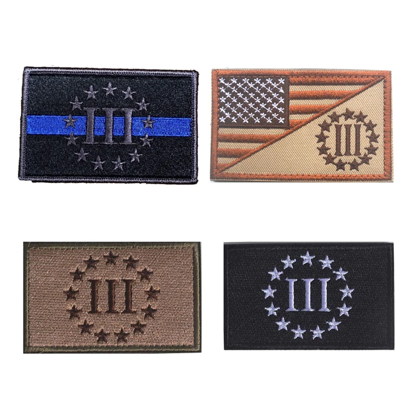 

Thin Blue Line III Percenter Patch Morale Tactical 3D PVC Patches Hook & Loop Embroidery Badge Military Army 3D Armband Badges