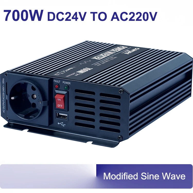 

700W power inverters DC24v to AC 220v 230V 50/60hz modified sine wave inverters CE-EMC/LVD, RoHS, E-mark approval CAR700U-242
