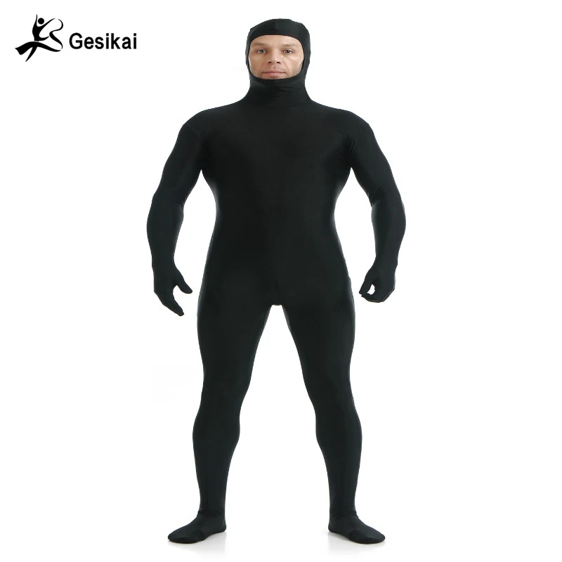 Black Stretch Mens Full Body Open Face Lycra Spandex Zentai Suit Custom Skin Suit Halloween Boys Skin-Tight Unitard Costume Black Stretch Mens Full Body Open Face Lycra Spandex Zentai Suit Custom Skin Suit Halloween Boys Skin-Tight Unitard Costume