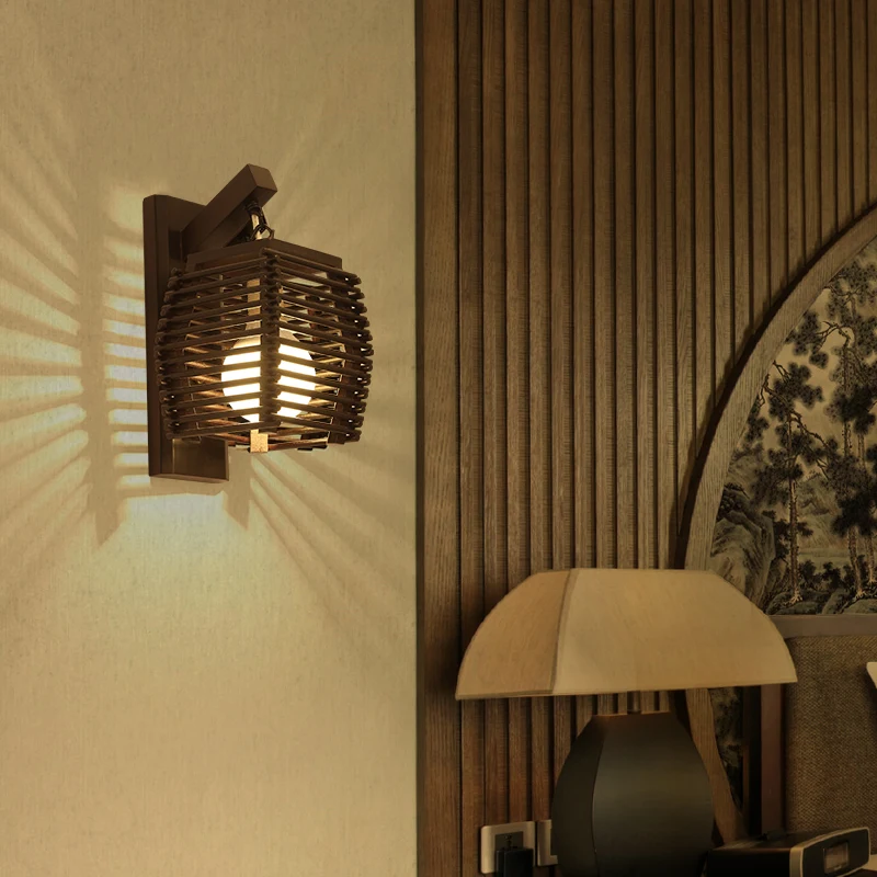 Деревянный настенный светильник, китайский ресторанный настенный светильник для гостиной, спальни, прикроватный светильник, настенный светильник для коридора, кухонного бюстгальтера