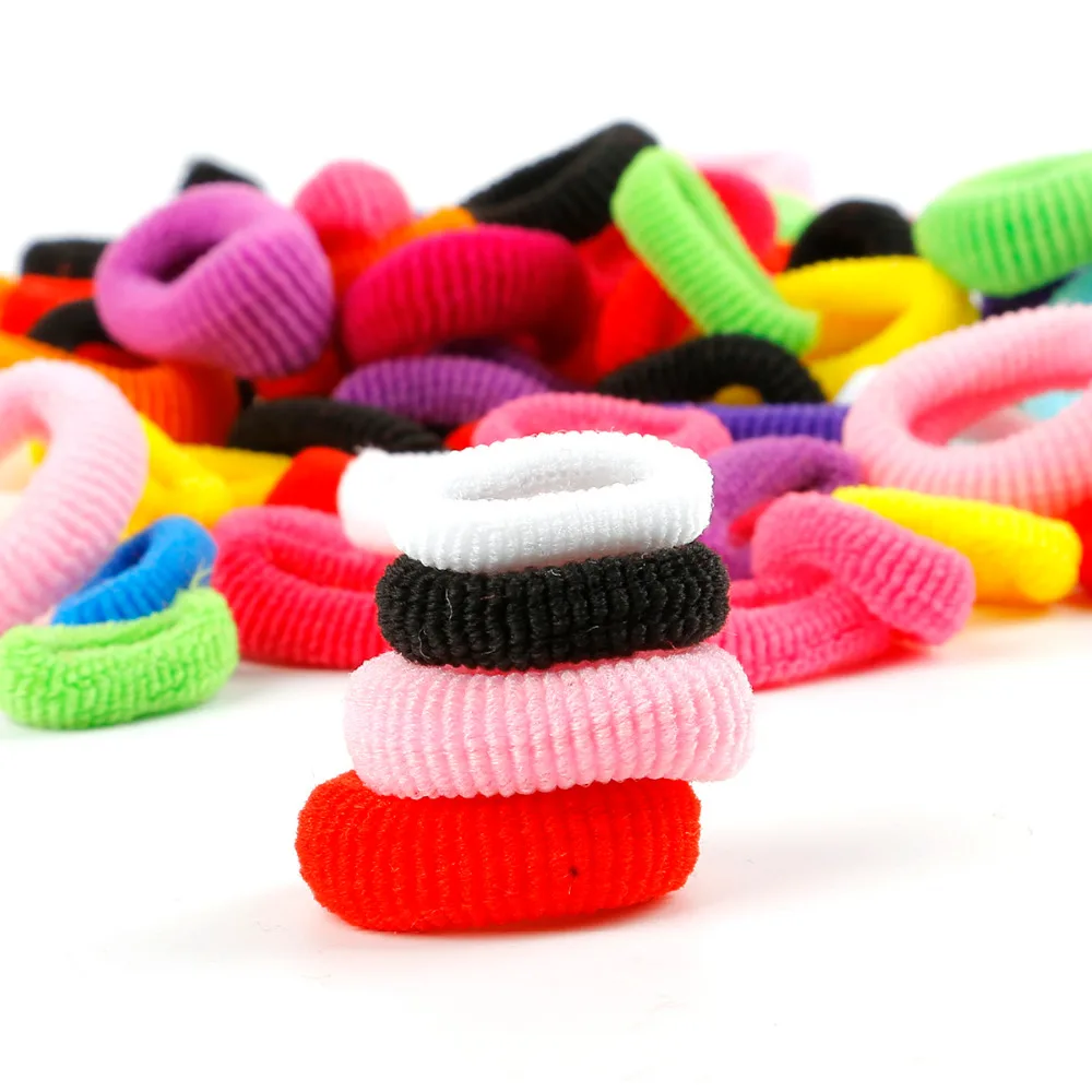 

100Pcs/Lot Simple Candy Headwear Soft Hair Accessories Colorful Rubber Rope Girls Elastic Hair Bands Children Kids Hair Ring Gum