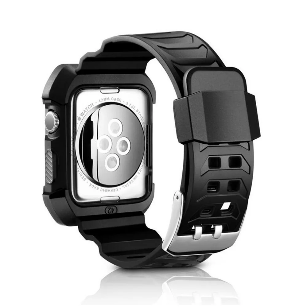 Ремешок для часов + чехол apple Watch 3/2/1 ремешок iWatch 42 мм/38 мм браслет силиконовый