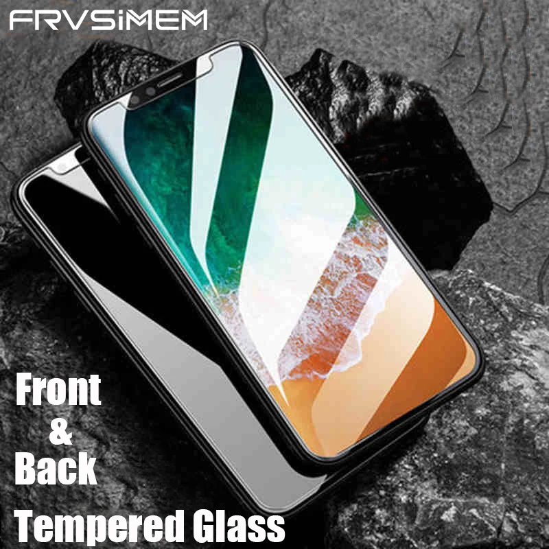 

FRVSIMEM 2PCS Front & Back Tempered Glass for iphone X 10 5 5s SE 5SE 6 6s 7 8 Plus 9H Hardness Rear Glass Screen Protector Film