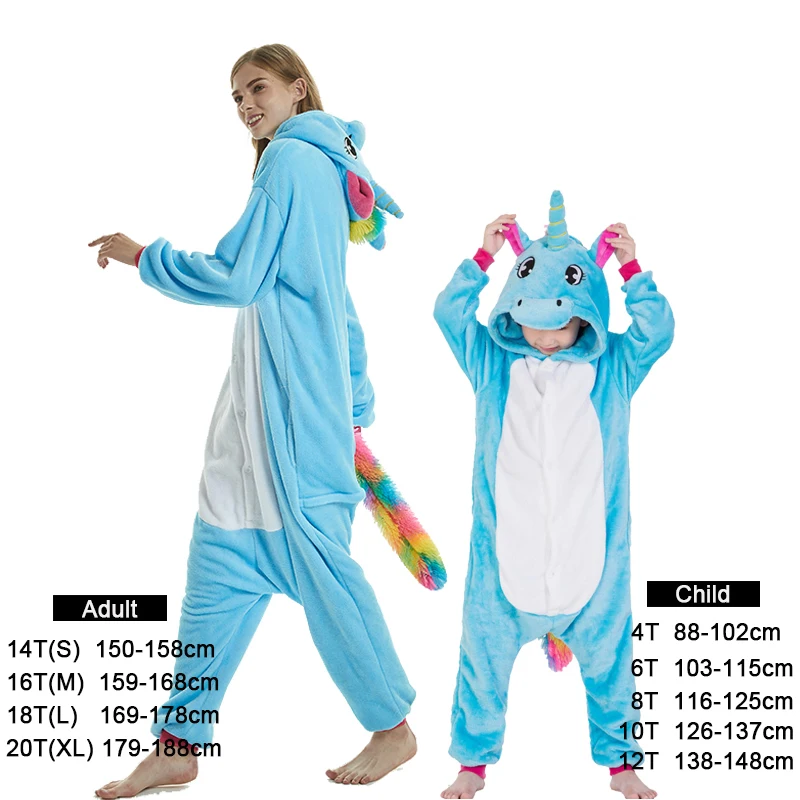Кугуруми для мальчиков и девочек; пижамные комплекты с пандой и единорогом; Пижама для женщин; взрослые комбинезоны; одежда для сна с животными; зимние теплые пижамы для детей