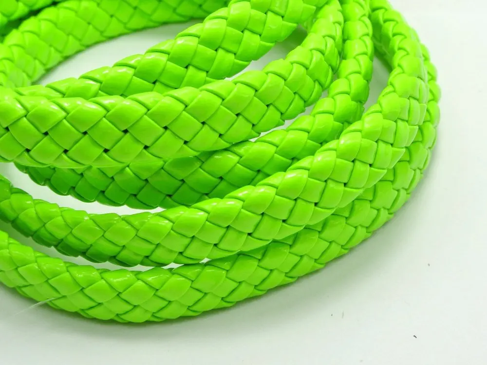 

15M Neon Green Flat Braided Bolo Synthetic Leather Cord 10X4mm craft decorative rope pathwork accessories bead hand tablet DIY