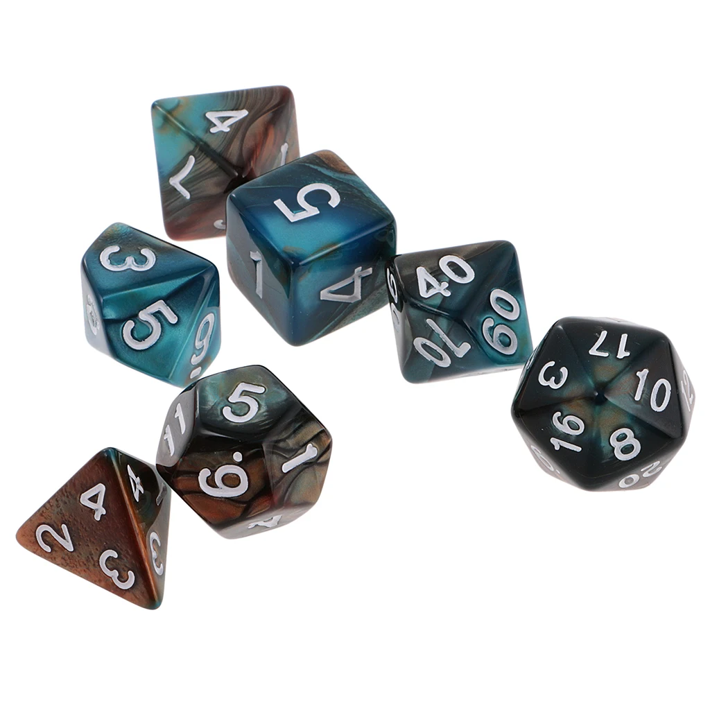 New 7PCS Two Colors Polyhedral Dice 16mm for Dungeons and Dragons Table Games Party Colorful Accessories for Board Game