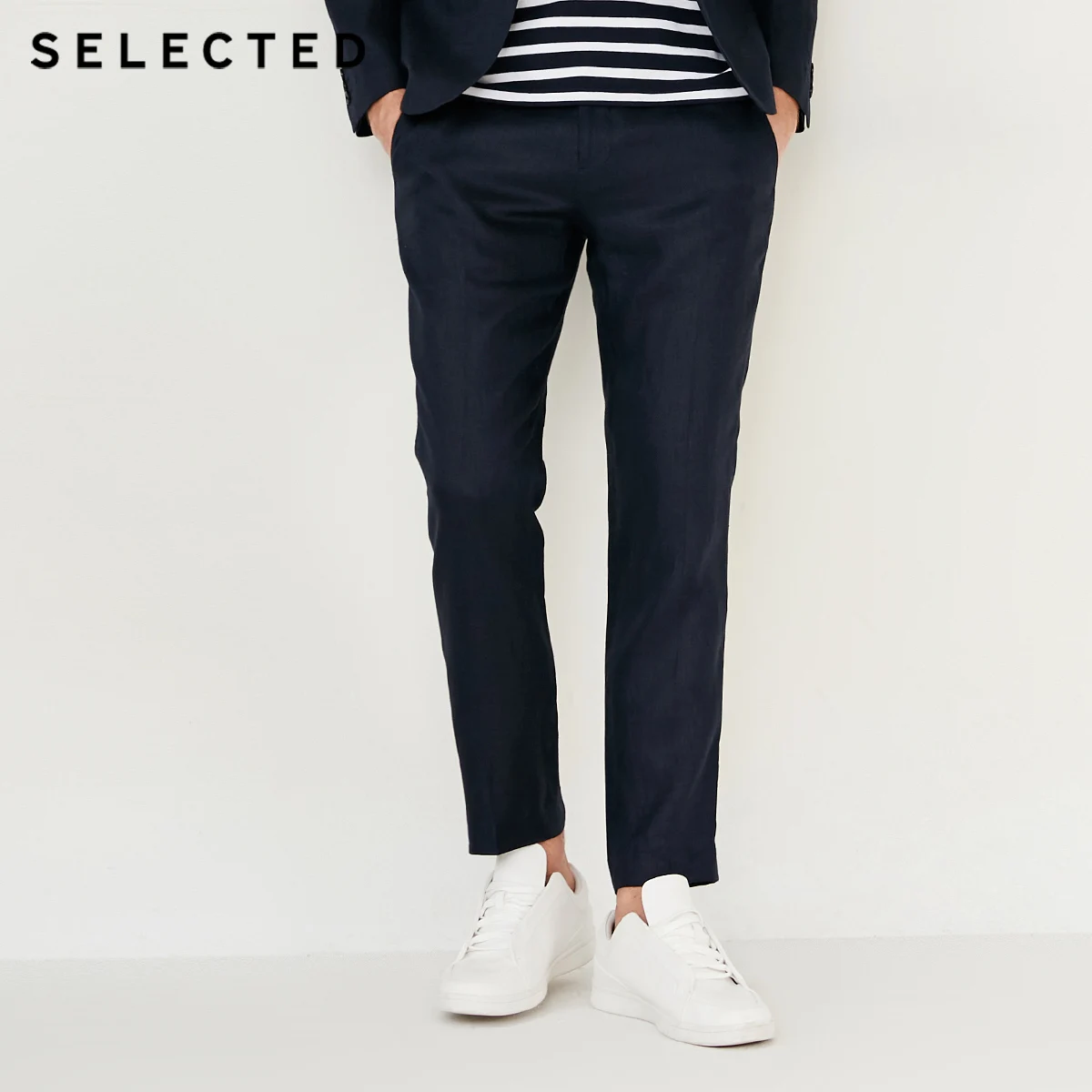 

SELECTED flax pure color slim business leisure suit pants long pants T|418218503