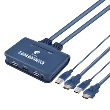 2 порта USB HDMI KVM коммутатор с кабелем для двойного монитора клавиатуры мышь HDMI переключатель поддержка рабочего стола переключение контроллера 19Apr22