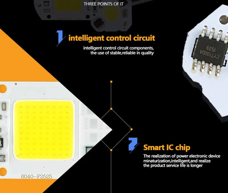 Светодиодный чип COB 5 Вт, 20 Вт, 30 Вт, 50 Вт, 220 В, светодиодный чип, умный IC драйвер для DIY, светодиодный прожектор, прожектор, холодный белый, теплый белый