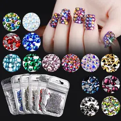 1 упак. Красочный Кристалл AB Mix Nail Rhinestone Multi-size плоское заднее стекло 3D Nail аксессуары из драгоценных камней Маникюр Nail Art Decorations