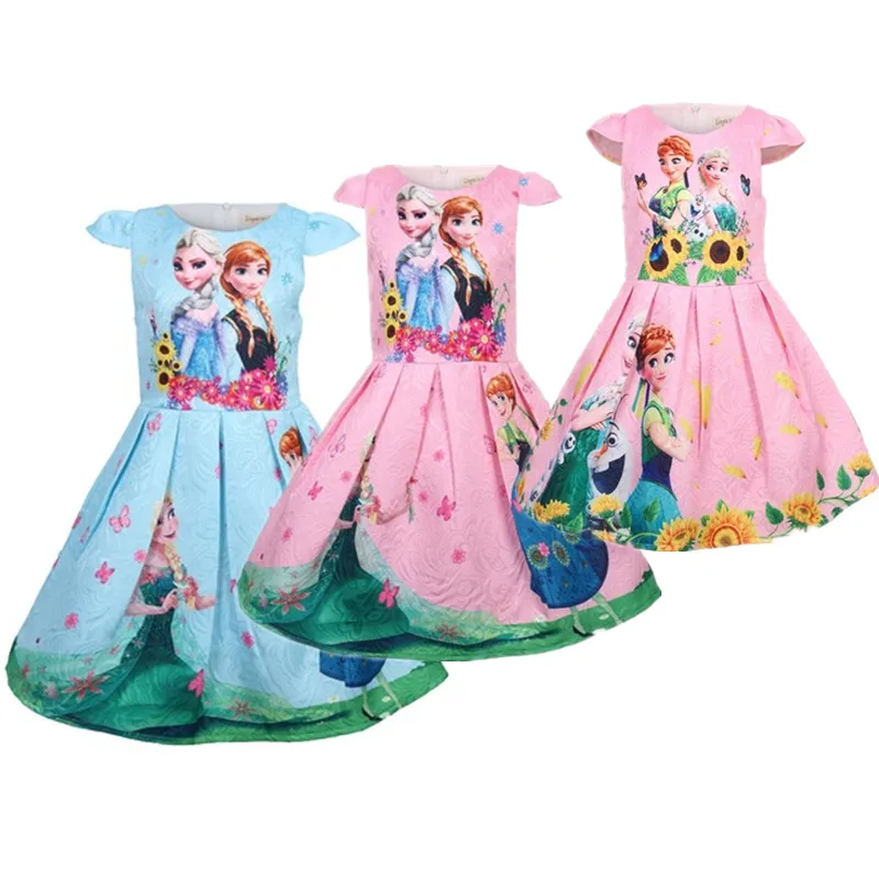 

New 2019 Queen Elsa Dresses Elsa Elza Costumes Princess Anna Dress for Girls Party Vestidos Fantasia Kids Girls Clothing