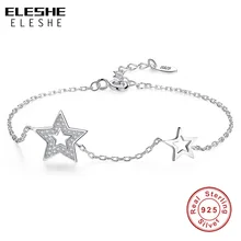 ELESHE браслет из стерлингового серебра 925 пробы для женщин модные двойные очаровательные браслеты со звездочками ювелирные женские браслеты подарок на свадьбу