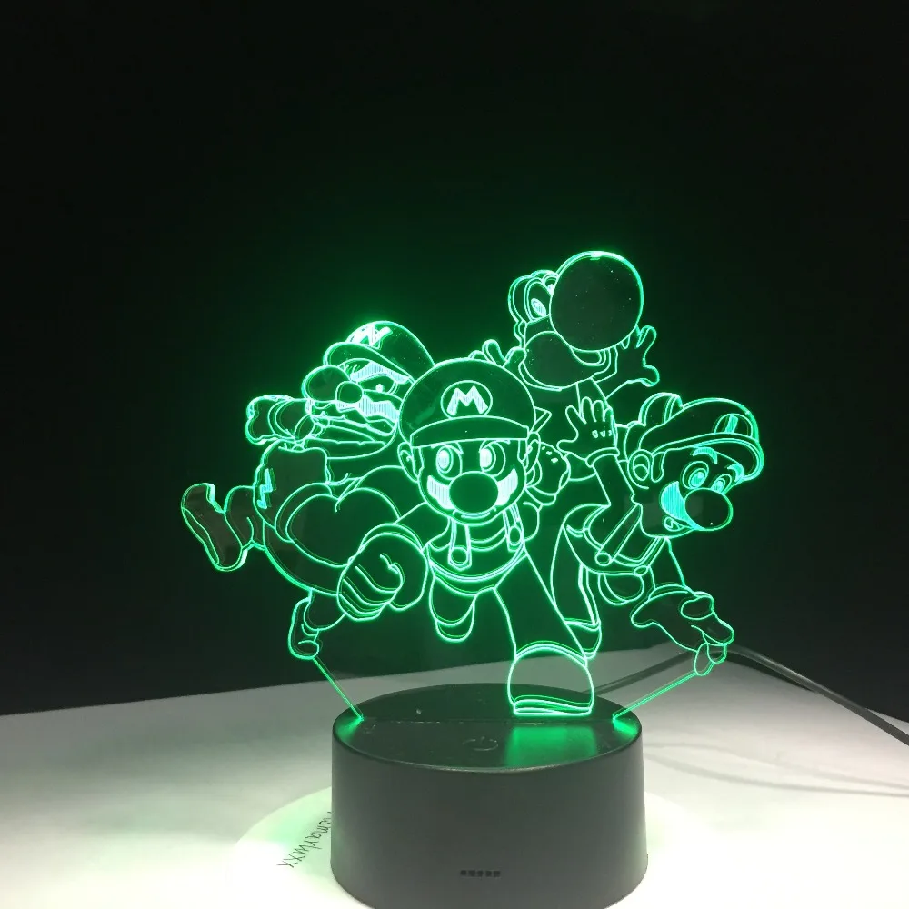 Супер Марио Bros Luigi Toad Dragon 3D настольная лампа USB акрил супер подарок для детей детский ночник подсветка для детской комнаты