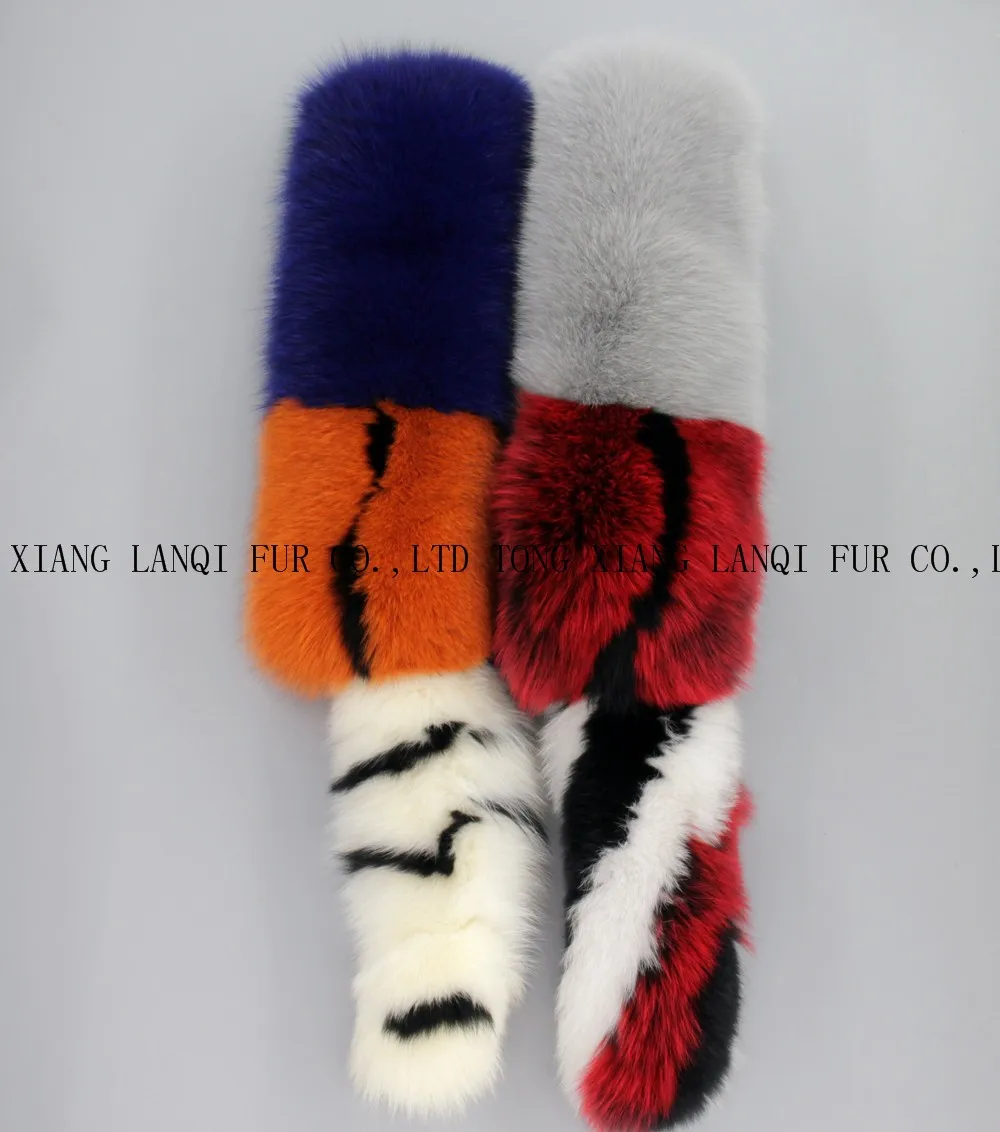 Женский зимний теплый шарф в стиле знаменитостей, роскошный длинный шарф из натурального Лисьего меха с хвостом, модные женские меховые шарфы