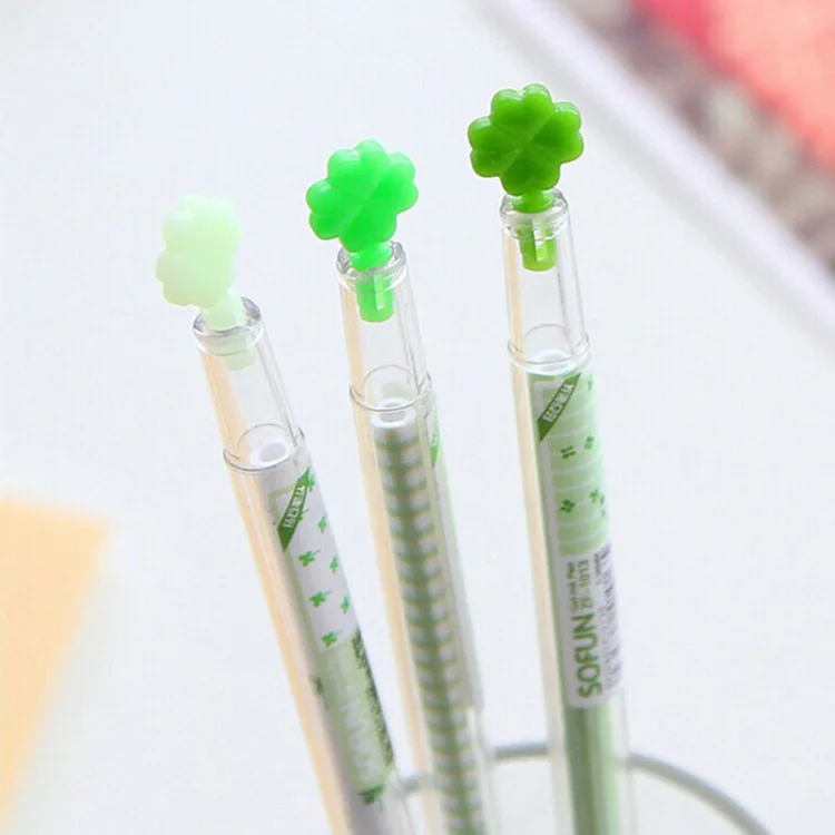 

12pcs/lot creative drill stone clover neutral gel pen stationery wholesale office school supplies 2017