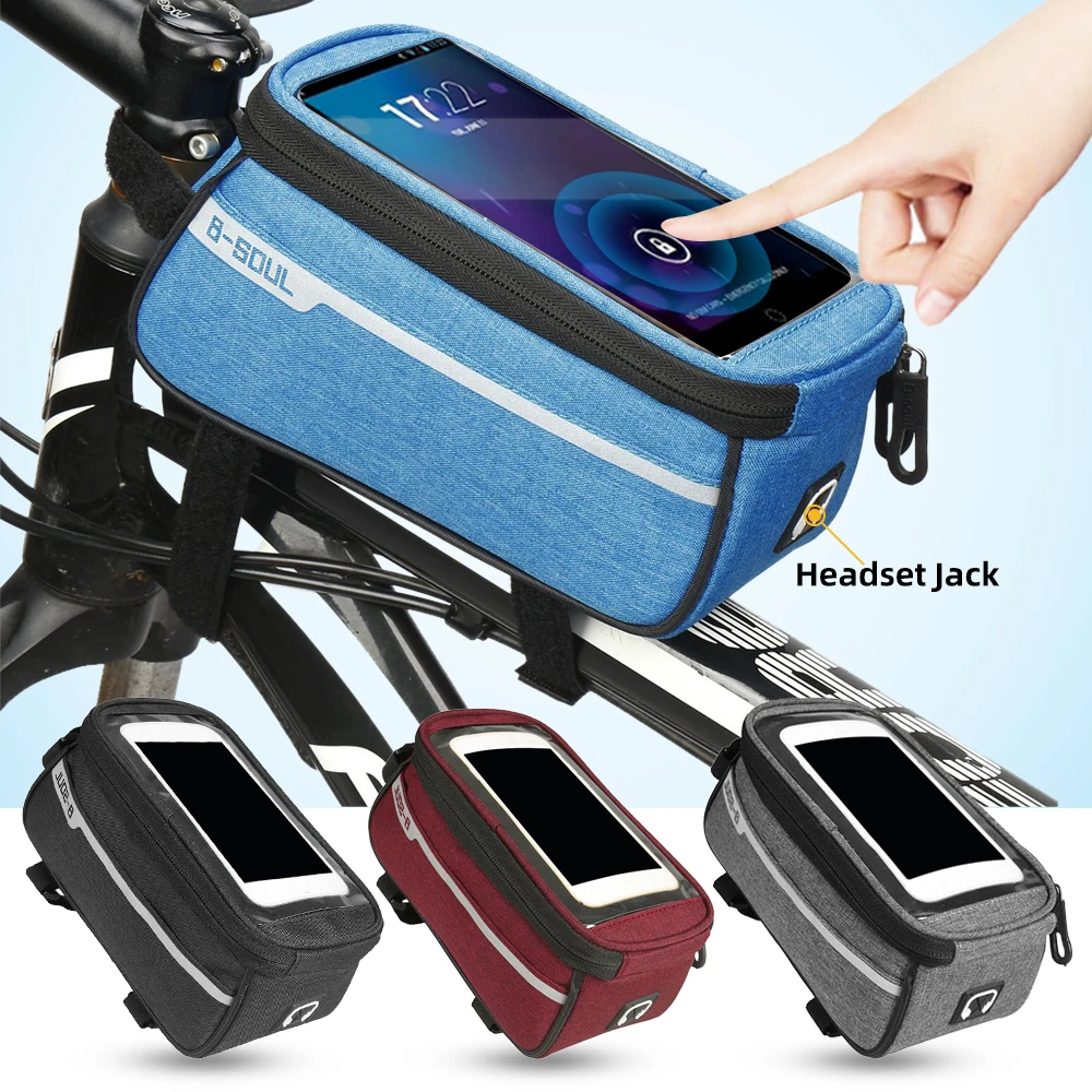 Flash Deal Vertvie Bicycle Front Frame Tube Bag Waterproof Front Bags Cell Mobile Phone Case 6inch Phone Holder Bike Cycling Accessories 7