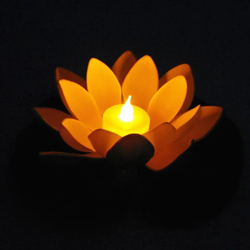 3 цвета светодиодный прожектор искусственный Лотос плавающий цветок форма лампы для наружного бассейна желая вечерние поставки - Цвет: Оранжевый