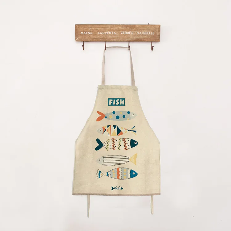 

Linen Blessings design for small fish Children's apron Children Bibs Home Cooking Baking Cleaning Kitchen Aprons Accessories