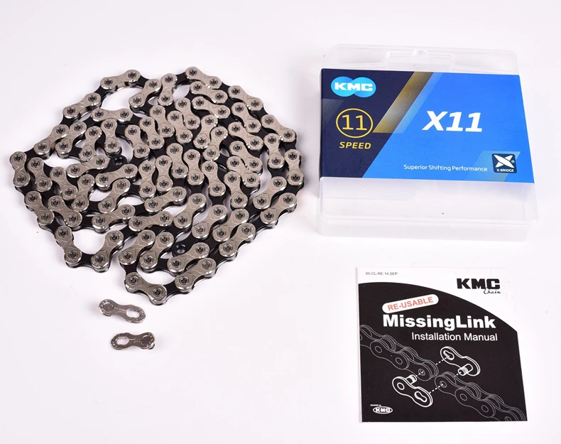 Discount KMC X11 bicycle chain 11 speed 118 links with quick link ultralight 256g MTB mountain bike chain road 11 variable boxed 9