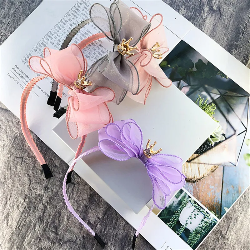 

Sweet girls beautiful hairband headpieces Bowknot Crown Headband Lace hair head hoop hair accessories Tiara for children