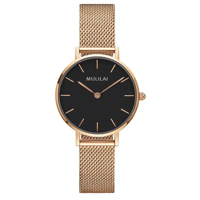 Rose Gold-Black 32 мм Роскошные Брендовые женские кварцевые часы со стальным браслетом модные простые женские часы из розового золота dw стиль+ браслет ЖЕНСКИЕ НАРЯДНЫЕ часы - Цвет: Rose Gold-Black