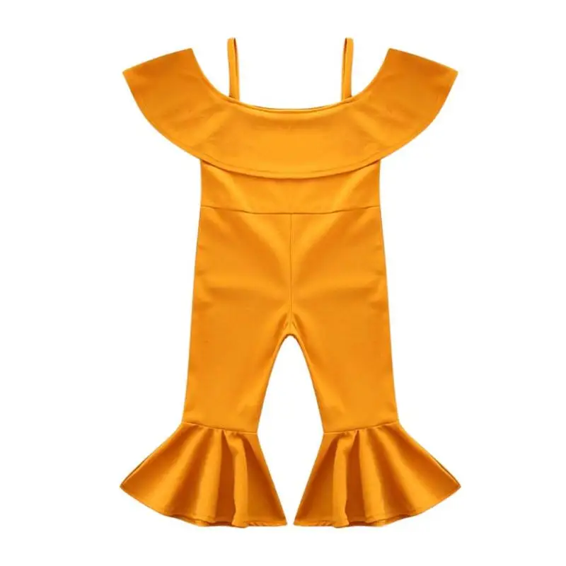 

Fashion Cotton Casual Jumpsuit Girls Kid Spaghetti Strap Romper Flare Pants