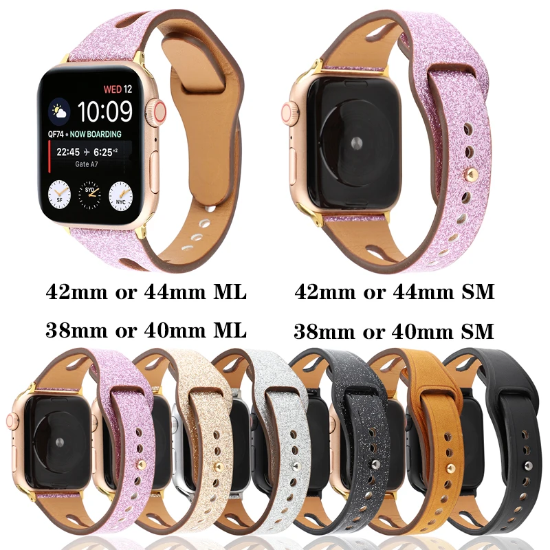 

Genuine leather bracelet strap for apple watch band 4 44/40mm wrist belt for iwatch series 3 2 1 42/38mm Universal accessories