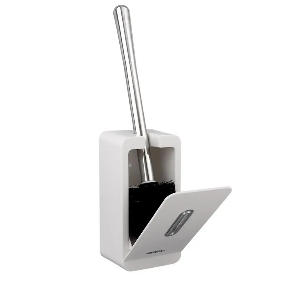 

Toilet Brush Set With Base Stainless Steel Handle Automatic Floor-standing or Wall-mounted for Cleaning Bathroom Toilet #2F