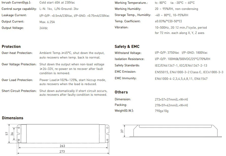 AD-150-24-F1M1; 0/1-10V дали затемняя драйвер; AC100-240V вход; 24 V/6.2A/150 Вт Выходная константа светодиодный регулятор напряжения