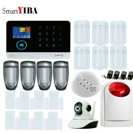 

SmartYIBA 433MHz Wireless GSM&WIFI Smart Home Security Alarm Systems Kit PIR Motion Sensor Door Magnetism Alert with APP Control