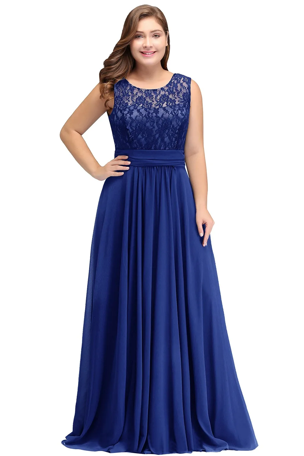 2 стиля, Королевский синий цвет, платья для матери невесты, большие размеры, ТРАПЕЦИЕВИДНОЕ шифоновое кружевное Длинное Элегантное свадебное платье для мамы и жениха - Цвет: royal blue CPS526