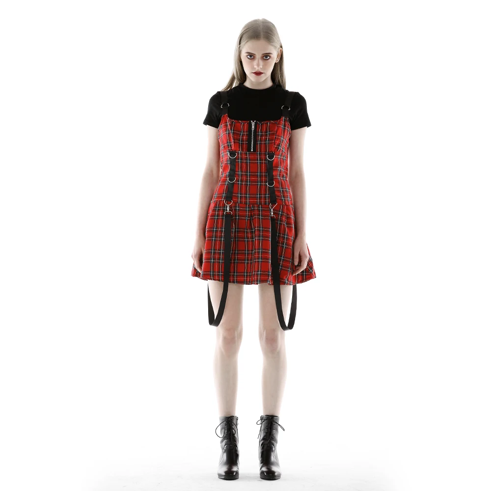 

Casual Lovely Dress for Women Summer A-line Plaid Short Dresses with Straps New Arrival Ins Style Cute Dress