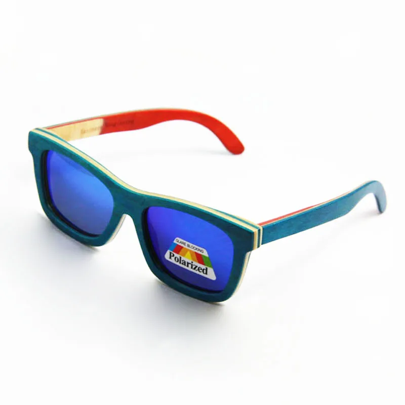 DAOYING новые мужские бамбуковые солнцезащитные очки ручной работы деревянный скейтборд женские очки деревянные солнцезащитные очки 4 цвета LUB141 - Цвет линз: blue