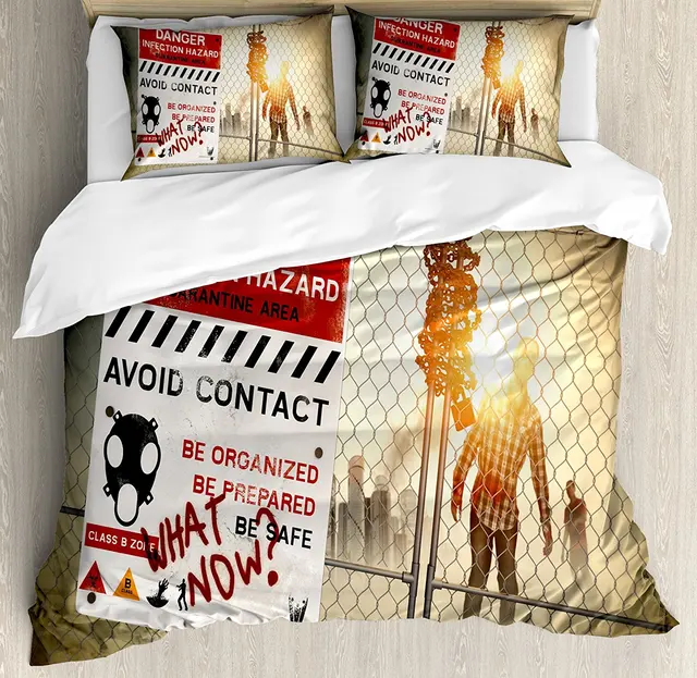 Zombie Decor Duvet Cover Set Dead Man Walking Dark Danger Scary Scene Fiction Halloween