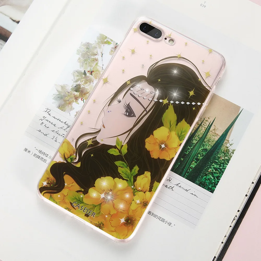 Caseier Симпатичные Единорог для iPhone 6 6s Чехол со стразами Фламинго мягкая Корпуса Plus