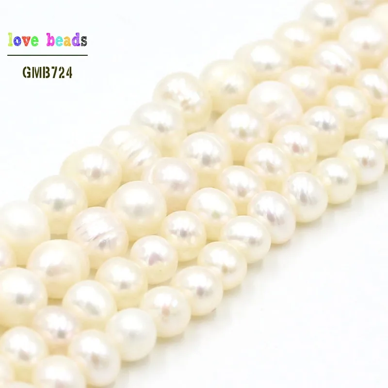 

5-6mm AA+ Natural White Freshwater Irregular Round Shape Pearl Loose Beads for Jewelry Making DIY Bracelet Strand