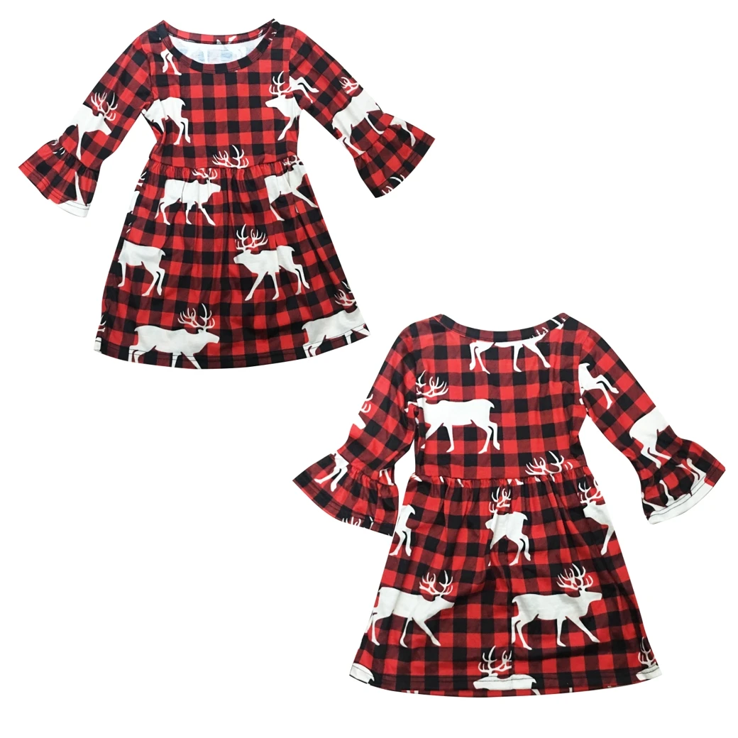 Emmaaby/рождественские платья с длинными рукавами для маленьких девочек милые клетчатые платья-пачки с оленем для девочек, Прямая поставка