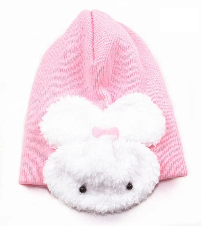 1 шт., милая детская шапка с мультяшным Кроликом, хлопковая шапка для младенцев, детские шапки - Цвет: light pink