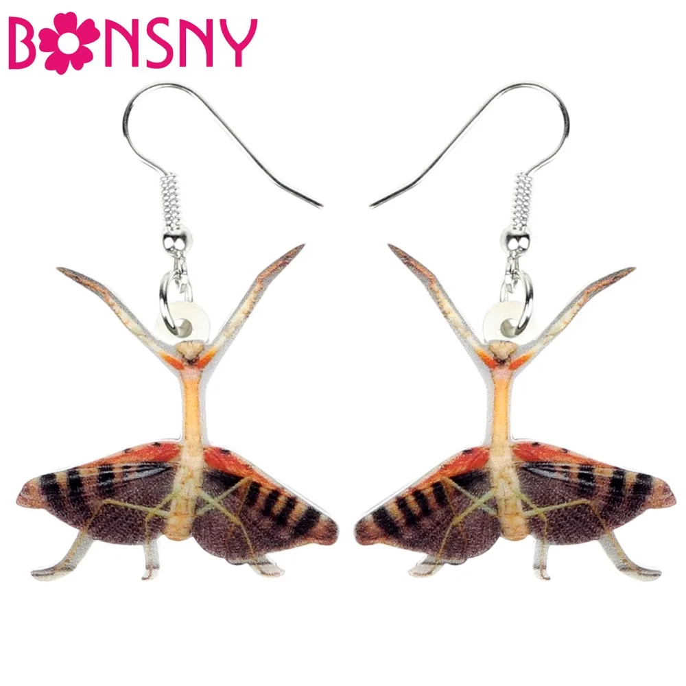 

Bonsny Acrylic Novelty Mantis Devil Horse Earrings Drop Dangle Big Long Fashion Insect Jewelry For Women Girls Charms Wholesale