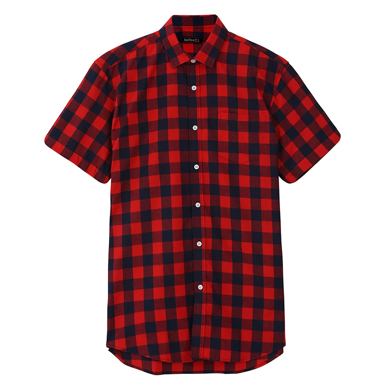 

Jeetoo 2018 Summer Casual Plaid Short Sleeve Men Shirt Cotton Plus Size 3XL Slim Fit Blusas Homem High Quality New Arrival