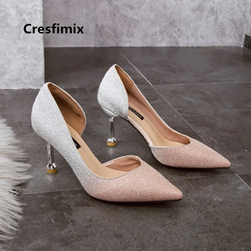 Cresfimix femmes hauts talons/пикантные удобные Весенние Свадебные туфли на высоком каблуке