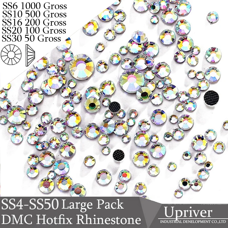 

Upriver Wholesale Large Pack Bulk Packing Hot Sell Best Quality Shiny Stones ss6 - ss50 Blue Light Crystal AB Hotfix Rhinestones